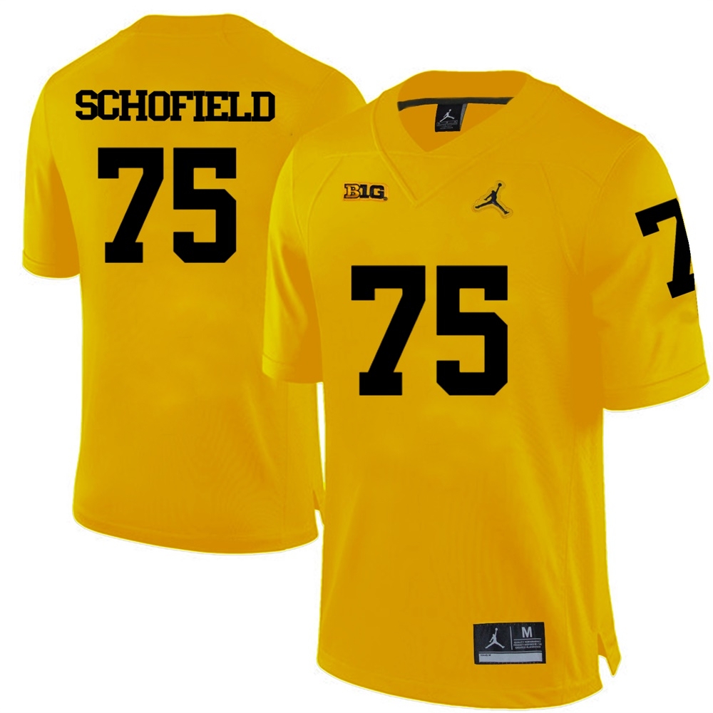 Michigan Wolverines Men's NCAA Michael Schofield #75 Yellow College Football Jersey PBG6749HI